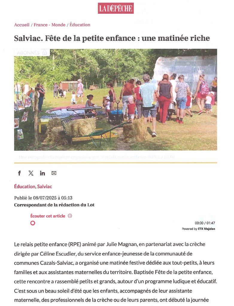 Animations pour enfants proposées par la ferme pédagogique Les Minis Pattes lors de la Fête de la petite enfance à Salviac, dans le Lot.